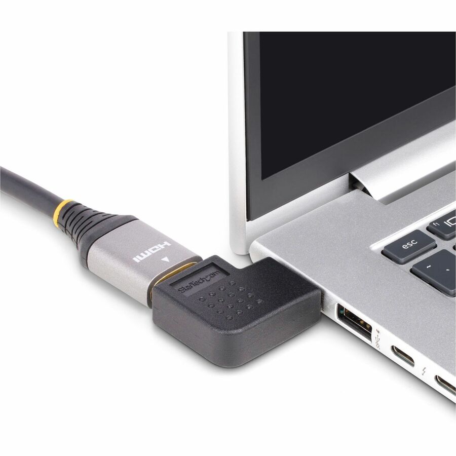 StarTech.com Right Angle HDMI 2.0 Adapter, Male to Female, Horizontal 90-Degree Angled HDMI Port Saver, 4K 60Hz, High Speed HDMI Connector Extension