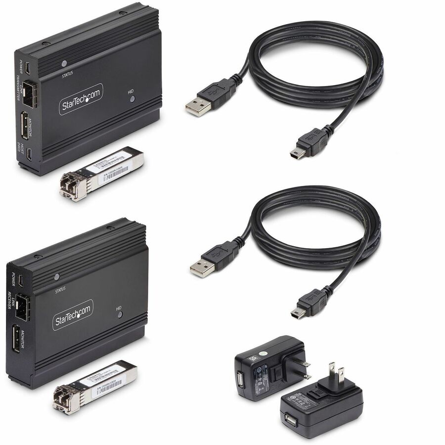 StarTech.com DisplayPort KVM Extender over Fiber Optic, 4K 60Hz, Console Extender Kit, Up to 984ft/300m (Multi-mode), 2x 10G SFP+ Modules