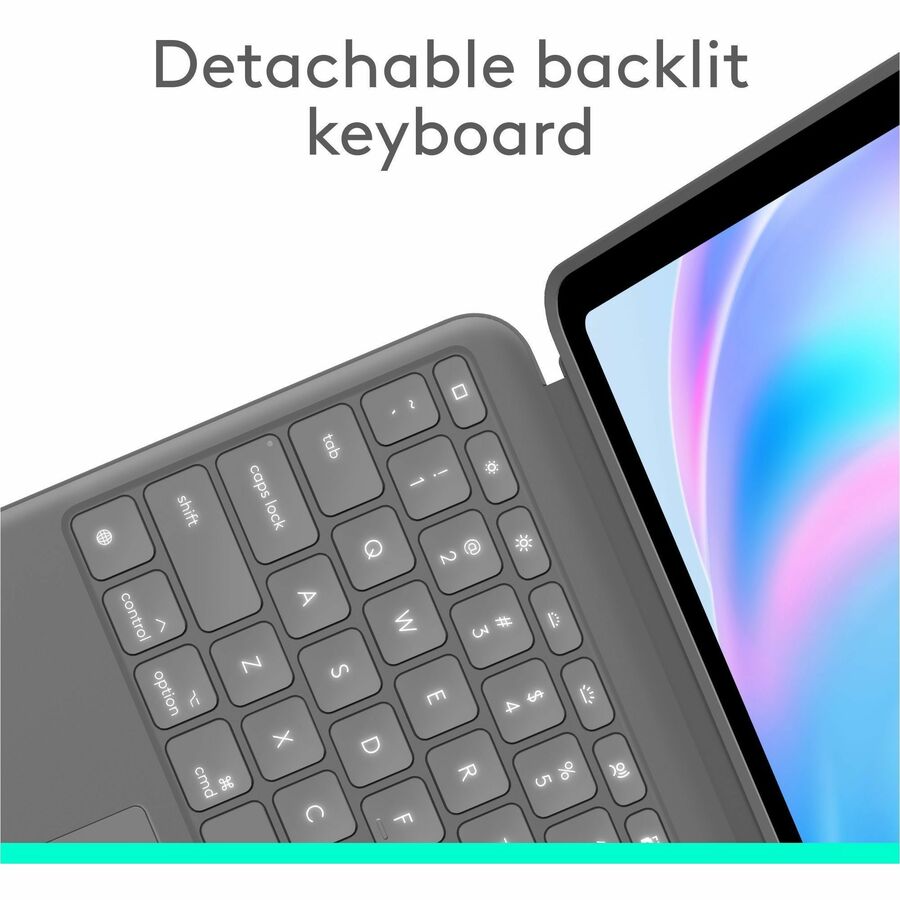 Logitech Combo Touch Keyboard/Cover Case for 13" Apple iPad Air 13 (2024) Tablet - English Keyboard - Oxford Gray