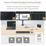 StarTech.com USB-C Triple-Monitor Multiport Adapter, Dual 4K 60Hz + 4K 30Hz HDMI & DP, 4x USB-A, 100W PD Pass-Through, GbE, SD Card Reader
