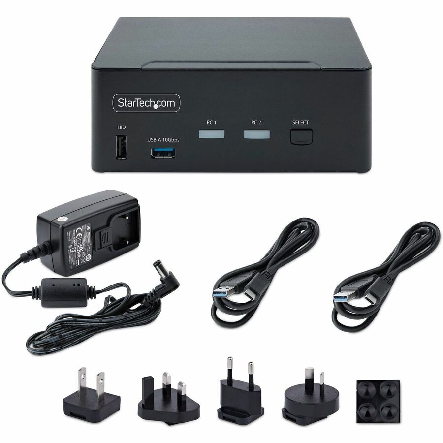 StarTech.com 2-Port Dual-Monitor DisplayPort 1.4 KVM Switch, 8K 60Hz / 4K 144Hz, 2x USB 10Gbps Ports, Hotkey Switching, TAA Compliant