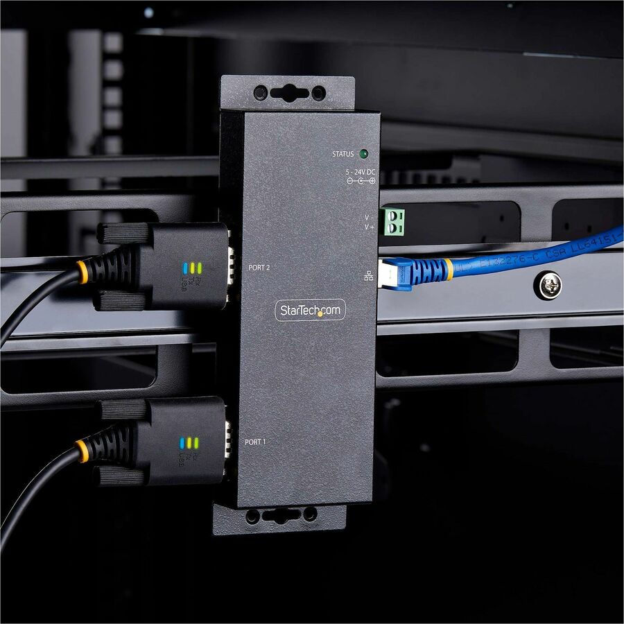 StarTech.com 2-Port Serial to Ethernet Adapter, IP Serial Device Server For Remote RS232 Devices, Wall/DIN Rail Mount, LAN To DB9 Converter