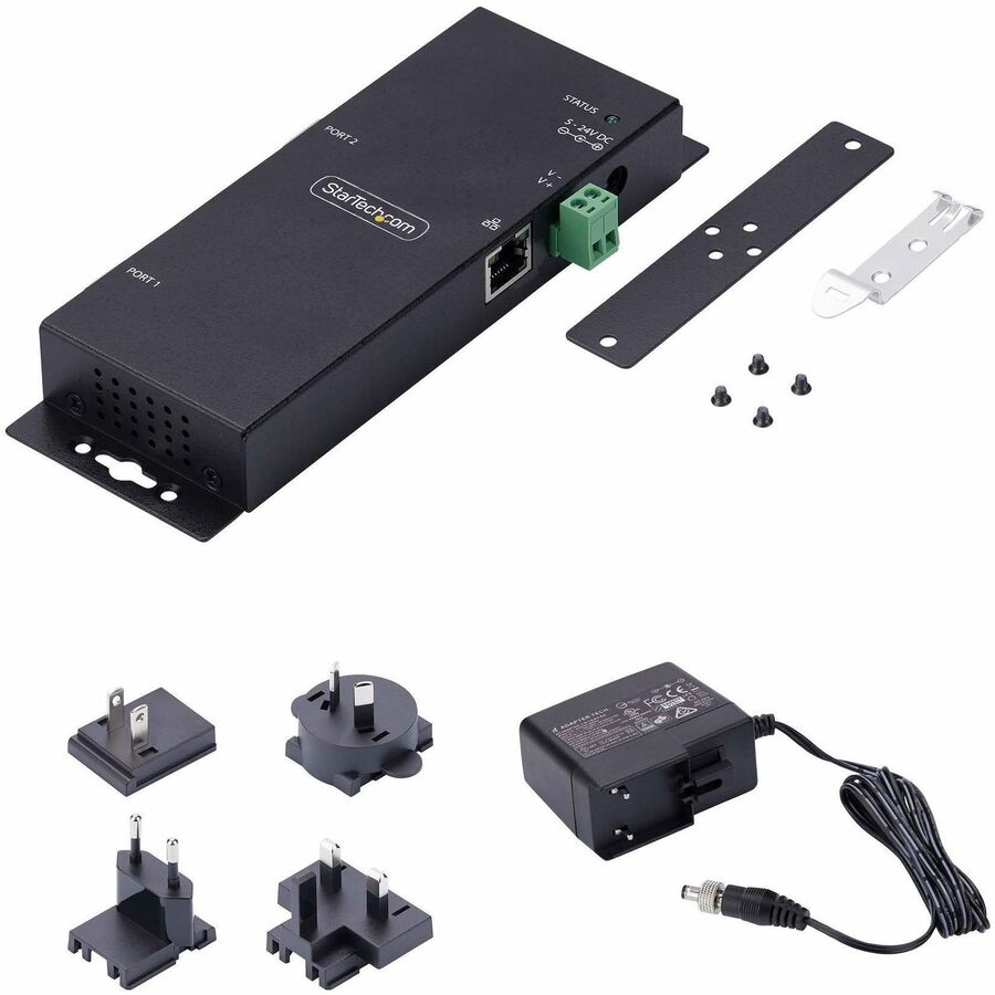 StarTech.com 2-Port Serial to Ethernet Adapter, IP Serial Device Server For Remote RS232 Devices, Wall/DIN Rail Mount, LAN To DB9 Converter