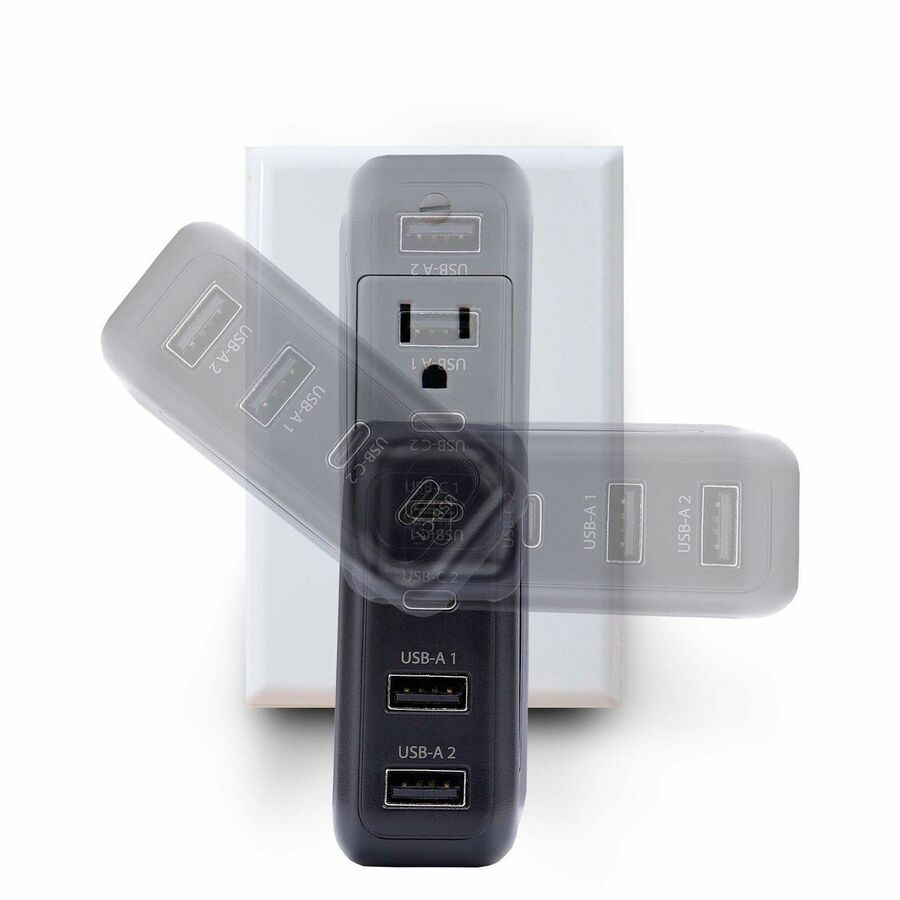 StarTech.com 100W USB-C Wall Charger, 2x USB-C, 2x USB-A, Fast Charging Portable GaN Power Adapter, PD 3.0, 6ft/1.8m USB-C to USB-C Cable