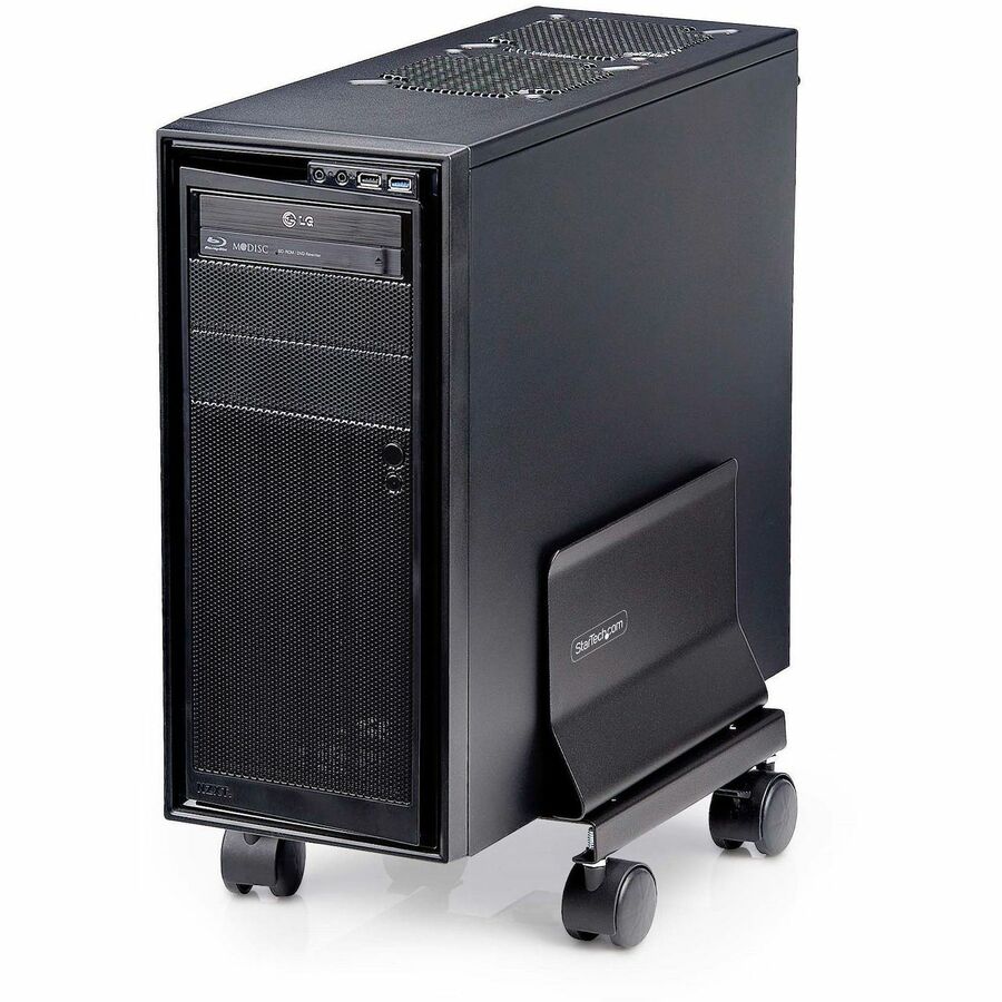 StarTech.com Chariot tour pour ordinateur, support pour processeur sur roulettes, charge maximale 21 kg, support de boîtier PC réglable, support au sol, acier