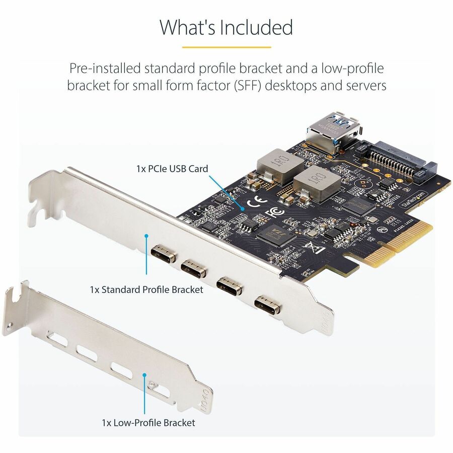 StarTech.com 5-Port USB PCIe Card, USB 3.2 10Gbps, PCI Express Card with 4x USB-C Ports, 1x USB-A Internal Port