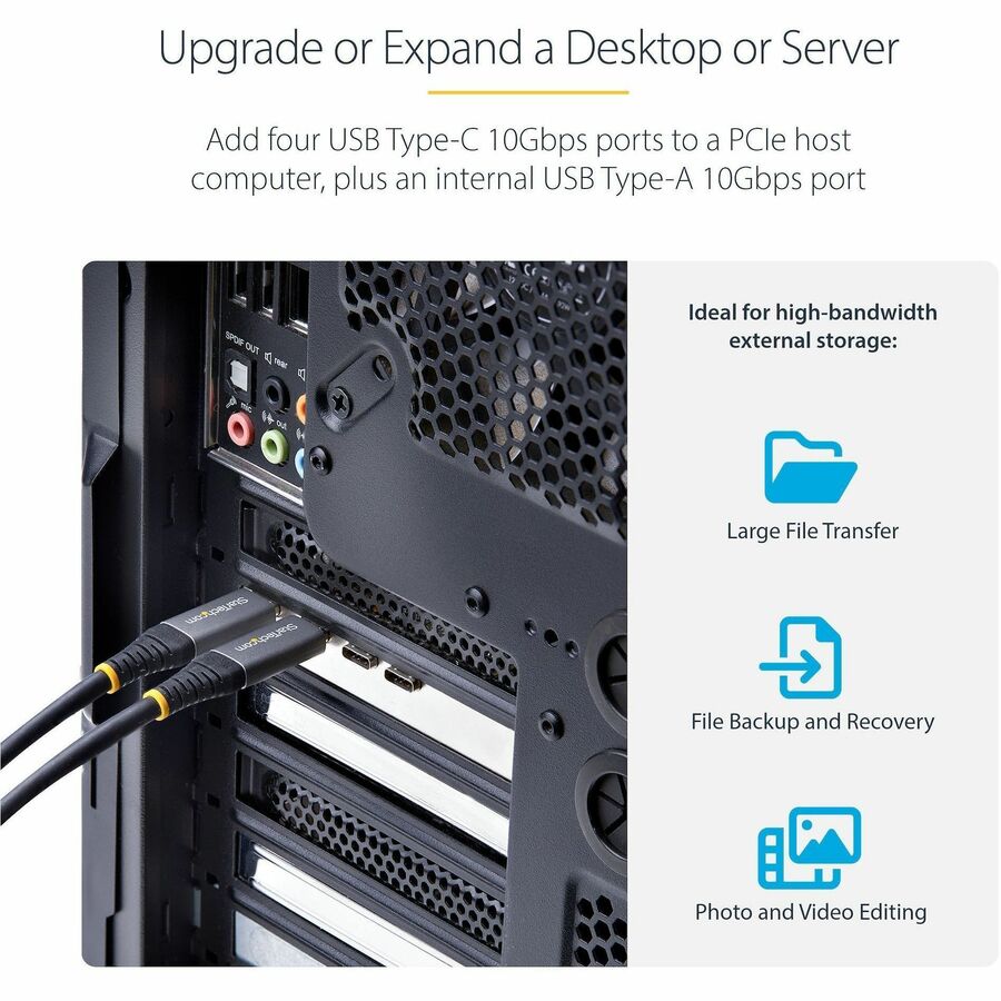 StarTech.com 5-Port USB PCIe Card, USB 3.2 10Gbps, PCI Express Card with 4x USB-C Ports, 1x USB-A Internal Port