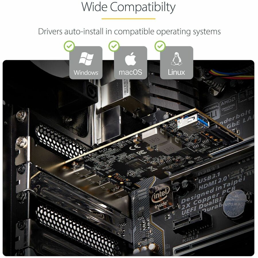 StarTech.com 5-Port USB PCIe Card, USB 3.2 10Gbps, PCI Express Card with 4x USB-C Ports, 1x USB-A Internal Port