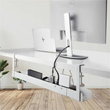 Plateau de gestion des câbles sous le bureau StarTech.com, longueur réglable, installation par pince, sans perçage, blanc
