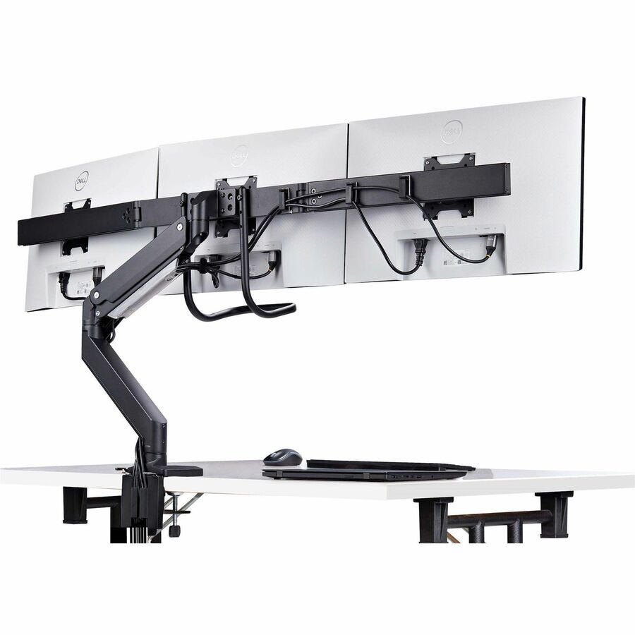 StarTech.com Crossbar Triple Monitor Desk Mount For Up To 3x 27in Screens, VESA 75x75/100x100, Tool-Less Arm Adjustments, C-Clamp/Grommet