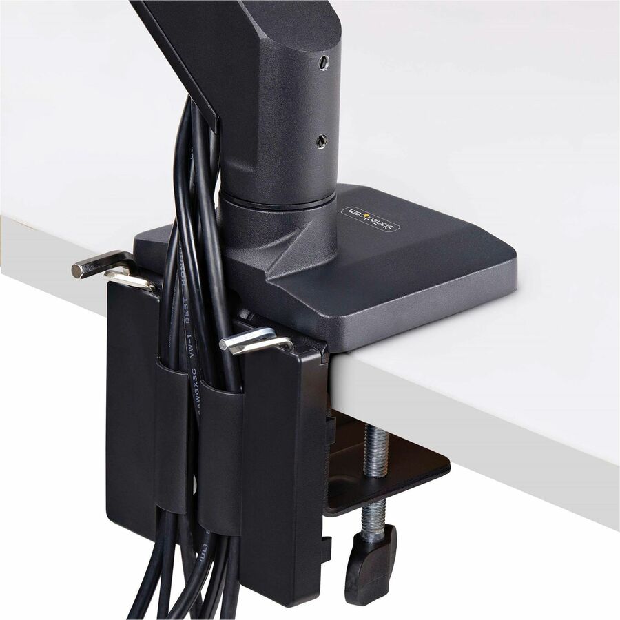 StarTech.com Crossbar Triple Monitor Desk Mount For Up To 3x 27in Screens, VESA 75x75/100x100, Tool-Less Arm Adjustments, C-Clamp/Grommet