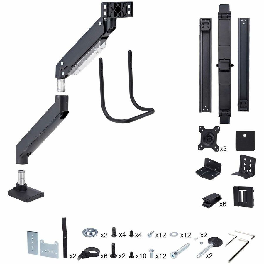StarTech.com Crossbar Triple Monitor Desk Mount For Up To 3x 27in Screens, VESA 75x75/100x100, Tool-Less Arm Adjustments, C-Clamp/Grommet