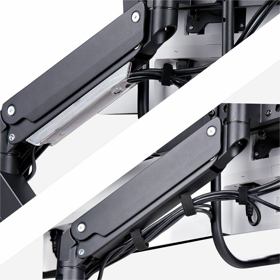 StarTech.com Crossbar Triple Monitor Desk Mount For Up To 3x 27in Screens, VESA 75x75/100x100, Tool-Less Arm Adjustments, C-Clamp/Grommet