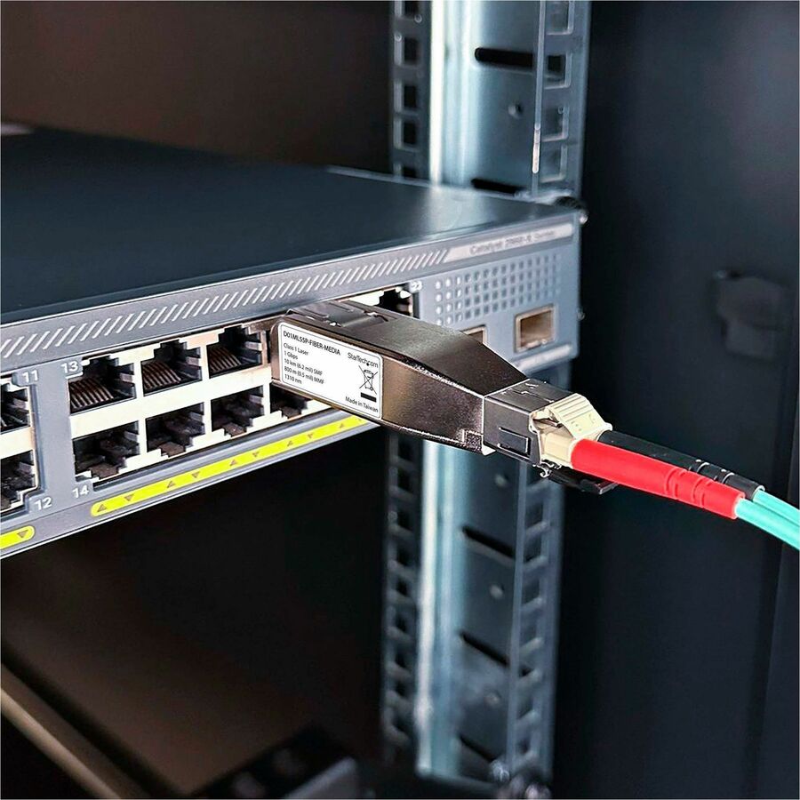 StarTech.com Gigabit Fiber to RJ45 Ethernet Media Converter Dongle, PoE Powered, SMF/MMF, Single/Multimode Optical Fiber, Metal Housing