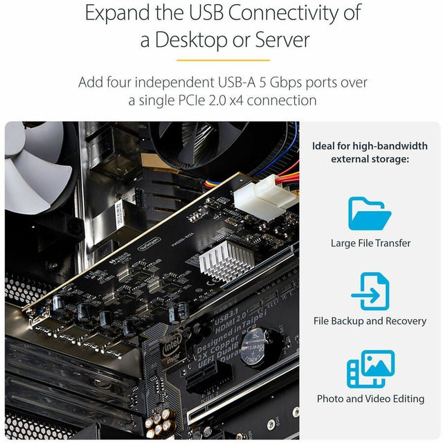 StarTech.com 4-Port USB PCIe Card, USB 3.2 5Gbps, PCI Express Expansion Card with 4x Independent USB Controllers, 4x USB-A Ports