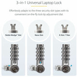 StarTech.com Universal Laptop Cable Lock 6.6ft, Serialized Combo Security Cable For Notebook, Compatible w/Noble Wedge&reg;/Nano/K-Slot
