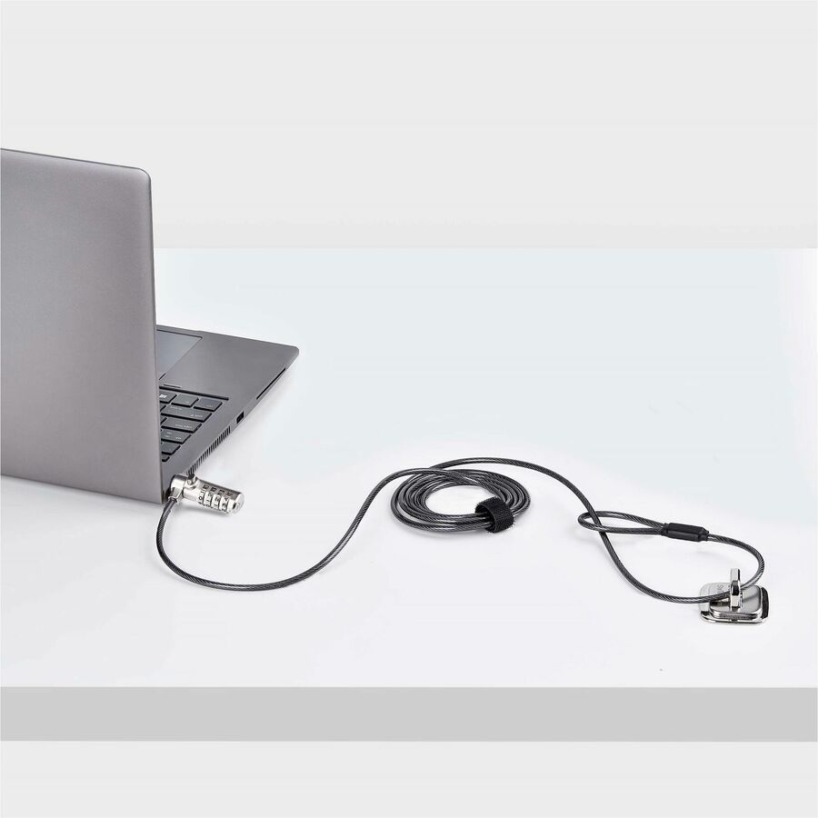 StarTech.com Slim Lock Noble Wedge&reg; Slot Compatible, 6.6ft (2m) Combination Locking Cable, Desk Anti-Theft Security For Laptop/Notebook