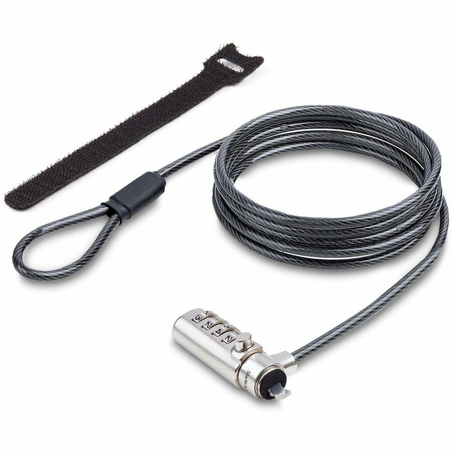 StarTech.com Slim Lock Noble Wedge&reg; Slot Compatible, 6.6ft (2m) Combination Locking Cable, Desk Anti-Theft Security For Laptop/Notebook