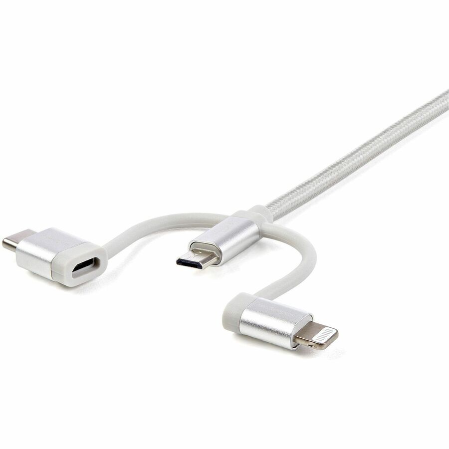 Câble de charge USB multi-ports StarTech.com de 1,8 m (6 pi), USB-A vers Lightning/USB-C/Micro-USB, certifié Apple MFi, gaine en nylon tressé ; câble de charge USB 3 en 1
