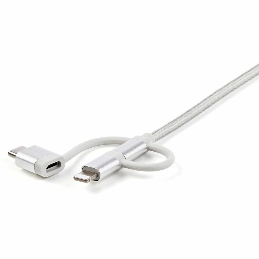 Câble de charge USB multi-ports StarTech.com de 1,8 m (6 pi), USB-A vers Lightning/USB-C/Micro-USB, certifié Apple MFi, gaine en nylon tressé ; câble de charge USB 3 en 1