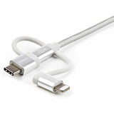 Câble de charge USB multi-ports StarTech.com de 1,8 m (6 pi), USB-A vers Lightning/USB-C/Micro-USB, certifié Apple MFi, gaine en nylon tressé ; câble de charge USB 3 en 1