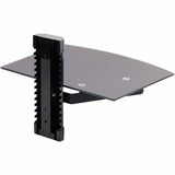 Étagère murale flottante StarTech.com, hauteur réglable pour équipement audiovisuel sous téléviseur, verre trempé noir