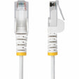 StarTech.com 1ft White Slim CAT6 Ethernet Cable, Slim Snagless RJ45, UTP, LSZH, 28AWG Bare Copper, Slim Network Patch Cord, Fluke Tested