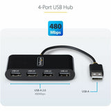StarTech.com Hub USB 2.0 4 ports, alimenté par bus USB, mini hub USB de voyage, répartiteur USB 2.0 multiport, hub USB portable, 480 Mbit/s