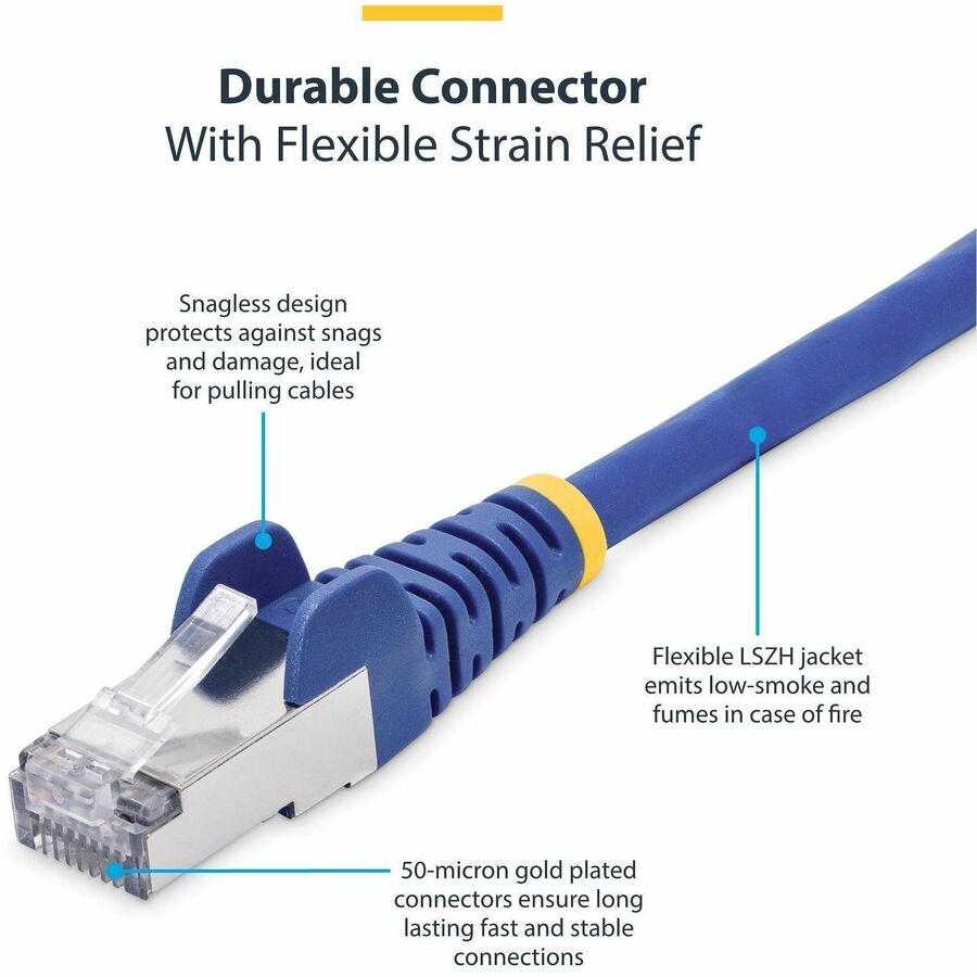 StarTech.com 6in Blue CAT8 Ethernet Cable, Snagless RJ45, 25G/40G 2000MHz, 100W PoE, S/FTP, 26AWG Pure Bare Copper, LSZH Network Patch Cord