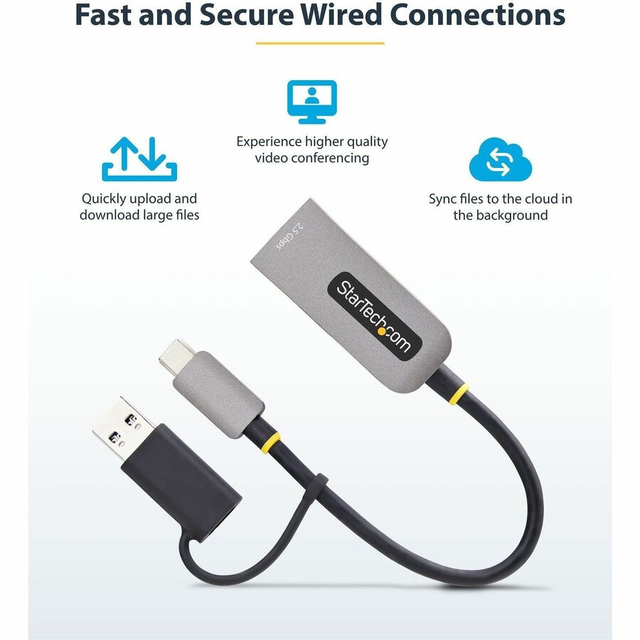 StarTech.com 2.5GbE USB-C to Ethernet Adapter with USB-A Converter, NBASE-T NIC, USB 3.0 Type-C 2.5/1G Multi Speed Network, USB 3.1 RJ45