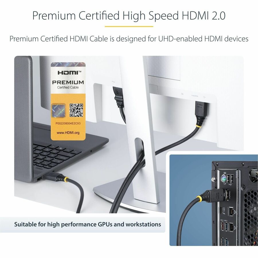 StarTech.com 20ft (6m) Premium Certified High Speed HDMI Cable, 4K 60Hz/1440p 144Hz, 18Gbps, UHD HDMI 2.0 Cord, TPE Jacket