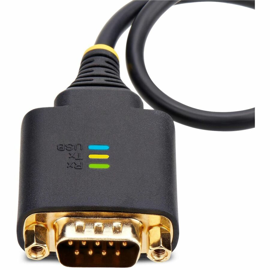 StarTech.com 1ft (30cm) USB to Serial Adapter Cable, COM Retention, FTDI, DB9 RS232, Interchangeable DB9 Nuts/Screws, Windows/macOS/Linux