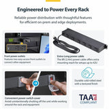 StarTech.com 8-Outlet Horizontal Rack Mount PDU, 1U Server Power Distribution Strip w/Surge Protector, 125V/15A, 8ft/2.4m Power Cord, TAA