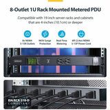 StarTech.com 8-Outlet Horizontal Rack Mount PDU, 1U Server Power Distribution Strip w/Surge Protector, 125V/15A, 8ft/2.4m Power Cord, TAA