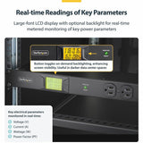 StarTech.com 12-Outlet Horizontal Rack Mount Metered PDU, 1U Server Power Strip w/Surge Protector, 125V/15A, 8ft (2.4m) Power Cord, TAA