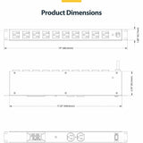 StarTech.com 12-Outlet Horizontal Rack Mount Metered PDU, 1U Server Power Strip w/Surge Protector, 125V/15A, 8ft (2.4m) Power Cord, TAA
