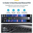 StarTech.com 12-Outlet Horizontal Rack Mount Metered PDU, 1U Server Power Strip w/Surge Protector, 125V/15A, 8ft (2.4m) Power Cord, TAA