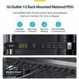 StarTech.com 16-Outlet Horizontal Rack Mount Metered PDU, 1U Server Power Strip w/Surge Protector, 125V/15A, 8ft (2.4m) Power Cord, TAA