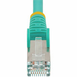 StarTech.com 1ft CAT6a Ethernet Cable, Aqua Low Smoke Zero Halogen (LSZH) 10 GbE 100W PoE S/FTP Snagless RJ-45 Network Patch Cord