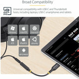 StarTech.com 5in (12.7cm) USB-C Audio Adapter to 3.5mm Headphone/Headset Jack, USB Type-C Aux Dongle, 32-bit DAC, For Laptop/Phone/Tablet