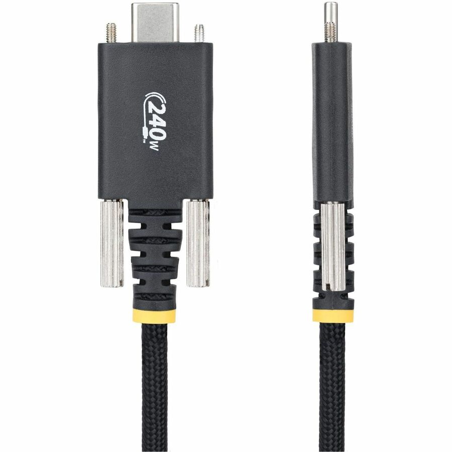 StarTech.com 10ft (3m) USB-C Charging Cable, Side Screw Locking, 240W (5A) PD EPR, Silicone Jacket w/Braid, Rugged USB 2.0 Cord, USB-IF