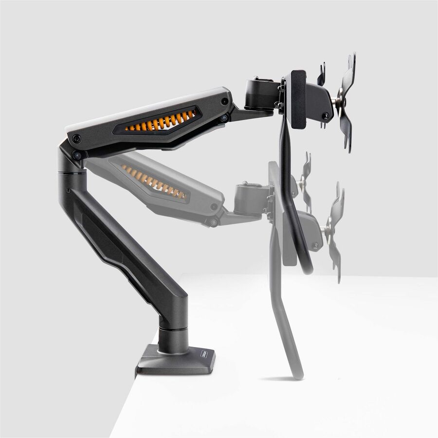StarTech.com Desk Mount Dual Monitor Arm w/Crossbar, Up To 27" Display, VESA 75x75/100x100, Max 33lb/15kg, C-Clamp, Mechanical Spring, TAA