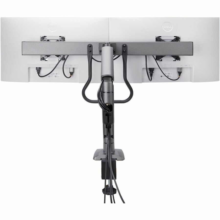 StarTech.com Desk Mount Dual Monitor Arm w/Crossbar, Up To 27" Display, VESA 75x75/100x100, Max 33lb/15kg, C-Clamp, Mechanical Spring, TAA