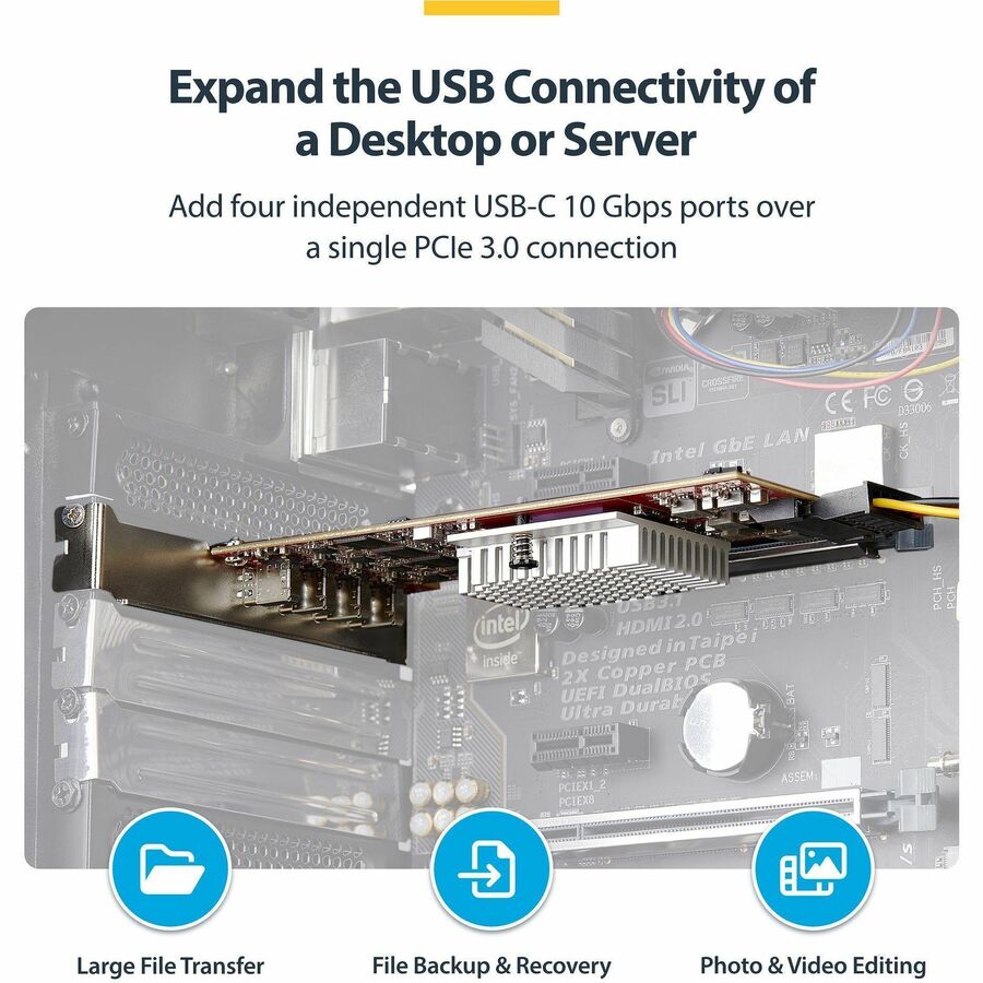 StarTech.com 4-Port USB Type-C PCIe Card, USB 3.2 10Gbps, USB-C PCI Express Expansion Card, 4x Independent USB Controllers, TAA-Compliant