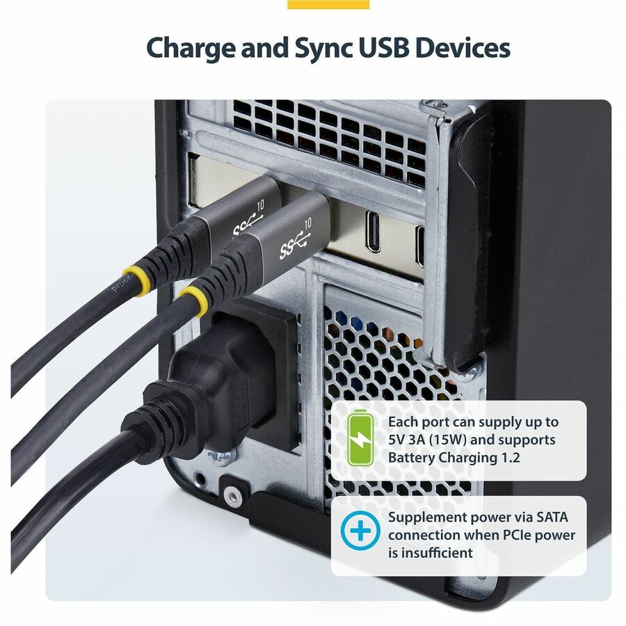 StarTech.com 4-Port USB Type-C PCIe Card, USB 3.2 10Gbps, USB-C PCI Express Expansion Card, 4x Independent USB Controllers, TAA-Compliant