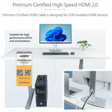 StarTech.com 6ft (1.8m) Premium Certified High Speed HDMI Cable, 4K 60Hz/1440p 144Hz, 18Gbps, UHD HDMI 2.0 Cord, TPE Jacket, White