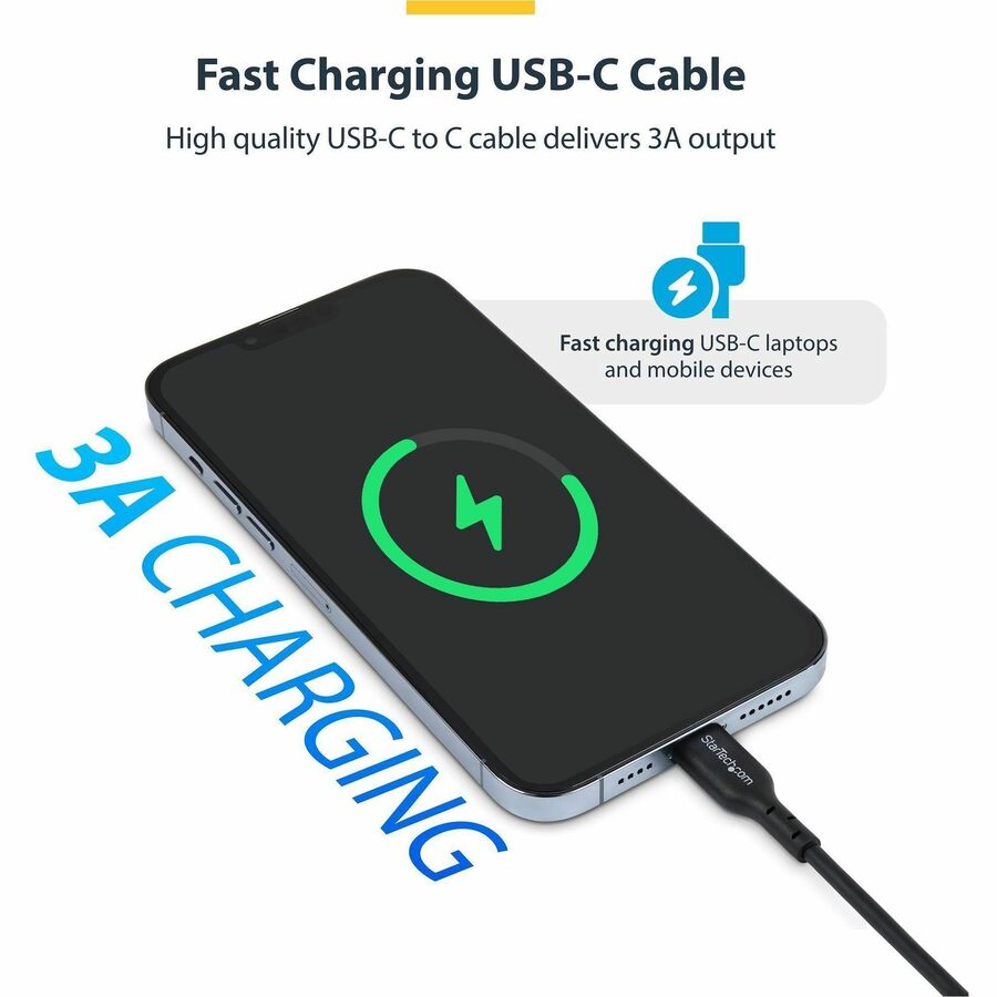 StarTech.com 15ft (4.5m) USB-C Charging Cable, Charge & Sync, 60W (3A) PD, USB 2.0 Laptop Charger Cable, TPE Jacket - USB C Charging Cord