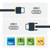 StarTech.com 3ft (91cm) USB-C Charging Cable, 240W PD EPR, Dual-Layer Silicone/Braided Jacket, Rugged USB 2.0 Laptop Charge Cord, USB-IF