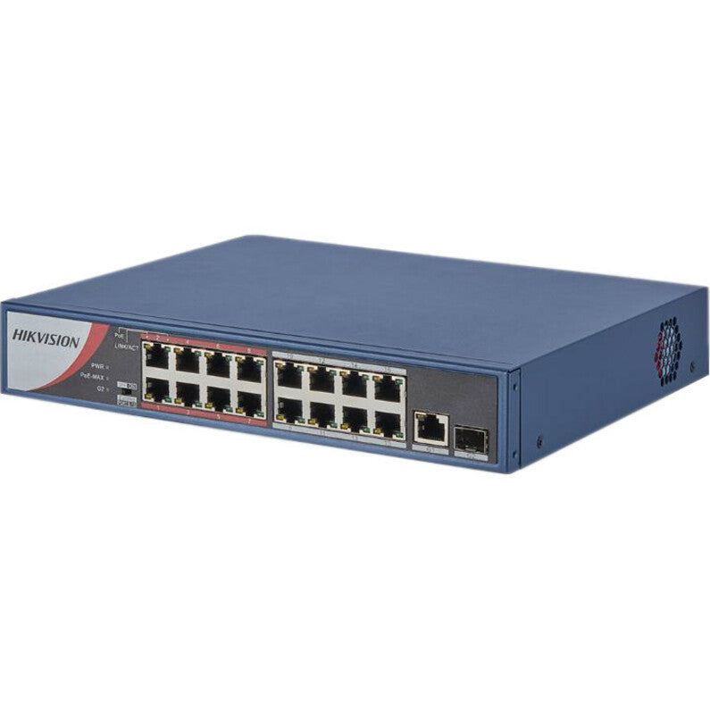 Hikvision 16 Port Fast Ethernet Unmanaged POE Switch