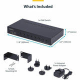 StarTech.com 8-Port DisplayPort KVM Switch with 1U Rack Mount Kit, 4K 60Hz DP 1.2, Push-Button & Hotkey Switching, TAA Compliant